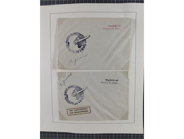 1933/35, umfangreiche Sammlung “Gerhard Zucker - Raketenpost” mit vielen Vignetten inkl. Kleinbogen, Abarten, Proben und Beso