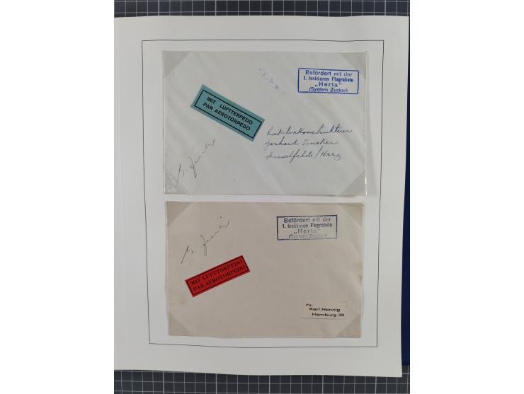 1933/35, umfangreiche Sammlung “Gerhard Zucker - Raketenpost” mit vielen Vignetten inkl. Kleinbogen, Abarten, Proben und Beso
