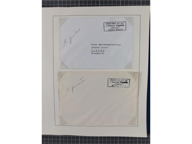 1933/35, umfangreiche Sammlung “Gerhard Zucker - Raketenpost” mit vielen Vignetten inkl. Kleinbogen, Abarten, Proben und Beso