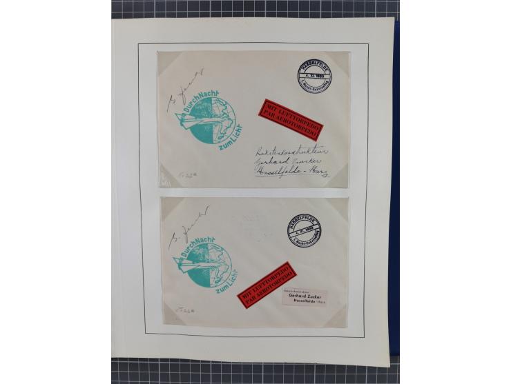 1933/35, umfangreiche Sammlung “Gerhard Zucker - Raketenpost” mit vielen Vignetten inkl. Kleinbogen, Abarten, Proben und Beso