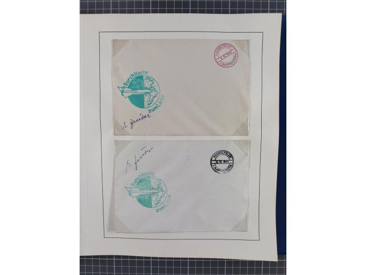 1933/35, umfangreiche Sammlung “Gerhard Zucker - Raketenpost” mit vielen Vignetten inkl. Kleinbogen, Abarten, Proben und Beso