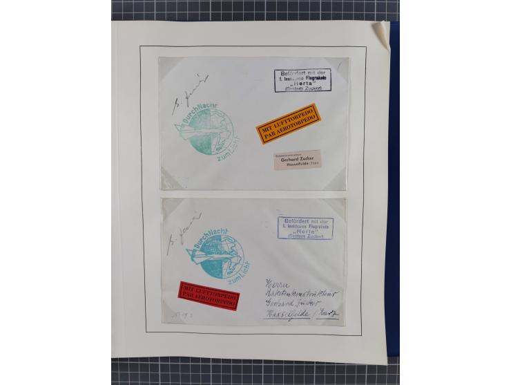 1933/35, umfangreiche Sammlung “Gerhard Zucker - Raketenpost” mit vielen Vignetten inkl. Kleinbogen, Abarten, Proben und Beso