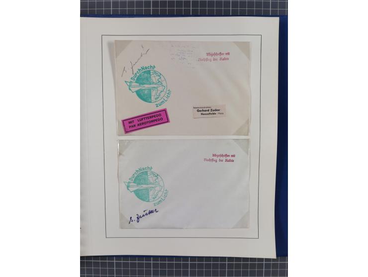 1933/35, umfangreiche Sammlung “Gerhard Zucker - Raketenpost” mit vielen Vignetten inkl. Kleinbogen, Abarten, Proben und Beso
