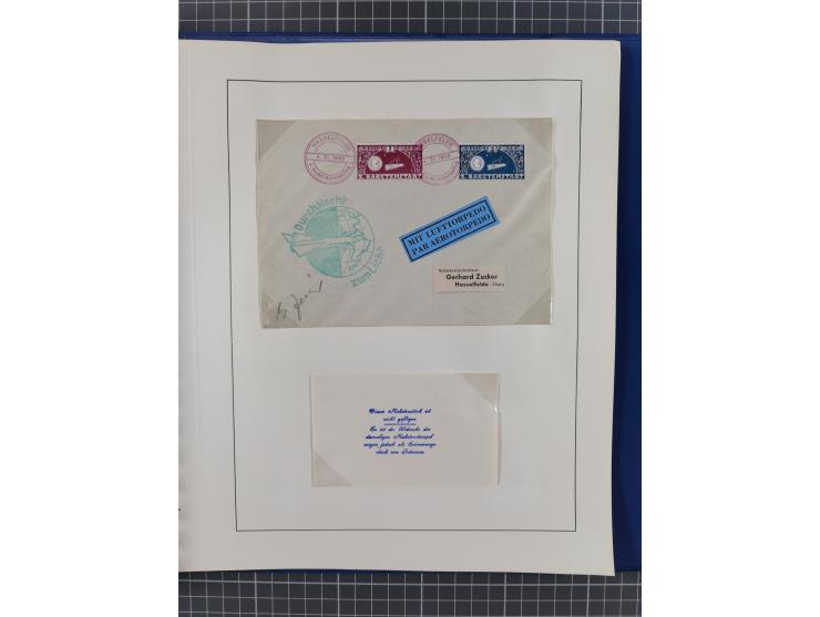 1933/35, umfangreiche Sammlung “Gerhard Zucker - Raketenpost” mit vielen Vignetten inkl. Kleinbogen, Abarten, Proben und Beso