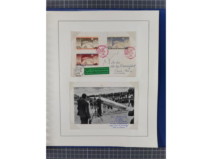 1933/35, umfangreiche Sammlung “Gerhard Zucker - Raketenpost” mit vielen Vignetten inkl. Kleinbogen, Abarten, Proben und Beso