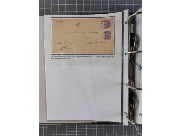 1875/79, umfangreiche Sammlung mit ca. 160 Briefen, Karten, Paketkarten und Ganzsachen, dabei Farben, Einzel- und Mehrfachfra