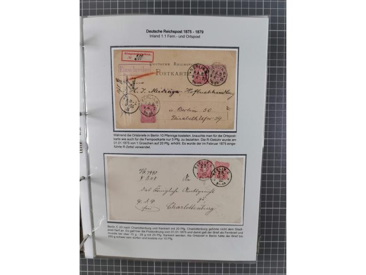 1875/79, umfangreiche Sammlung mit ca. 160 Briefen, Karten, Paketkarten und Ganzsachen, dabei Farben, Einzel- und Mehrfachfra