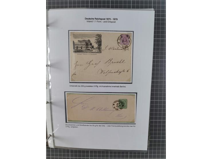 1875/79, umfangreiche Sammlung mit ca. 160 Briefen, Karten, Paketkarten und Ganzsachen, dabei Farben, Einzel- und Mehrfachfra