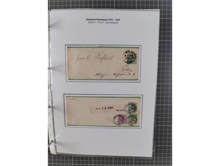 1875/79, umfangreiche Sammlung mit ca. 160 Briefen, Karten, Paketkarten und Ganzsachen, dabei Farben, Einzel- und Mehrfachfra