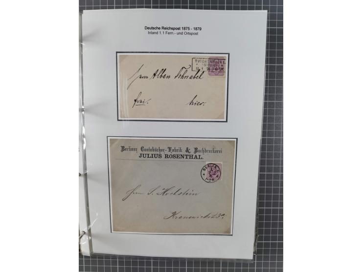 1875/79, umfangreiche Sammlung mit ca. 160 Briefen, Karten, Paketkarten und Ganzsachen, dabei Farben, Einzel- und Mehrfachfra