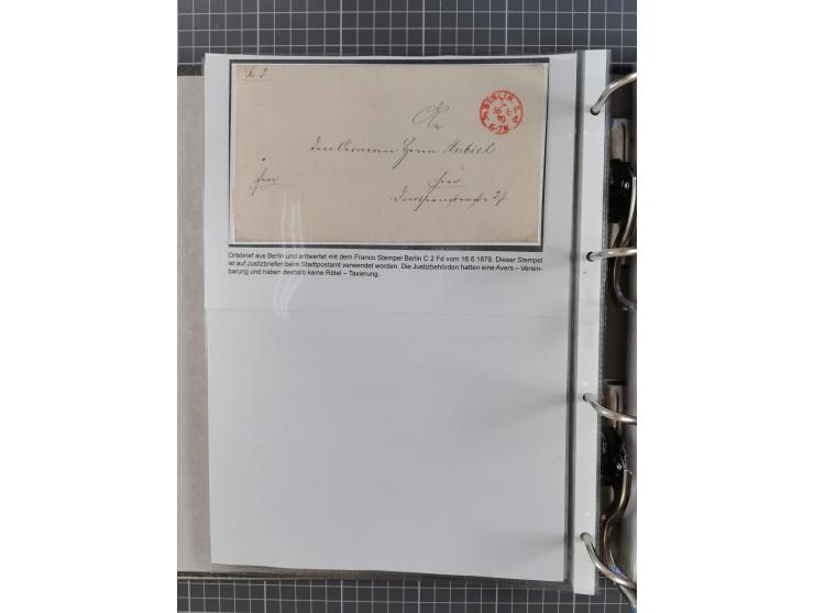 1875/79, umfangreiche Sammlung mit ca. 160 Briefen, Karten, Paketkarten und Ganzsachen, dabei Farben, Einzel- und Mehrfachfra