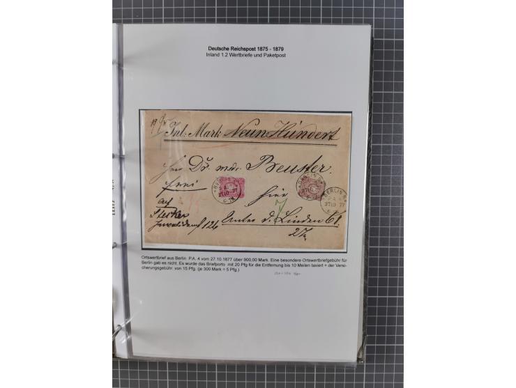 1875/79, umfangreiche Sammlung mit ca. 160 Briefen, Karten, Paketkarten und Ganzsachen, dabei Farben, Einzel- und Mehrfachfra