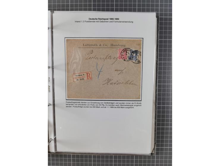 1875/79, umfangreiche Sammlung mit ca. 160 Briefen, Karten, Paketkarten und Ganzsachen, dabei Farben, Einzel- und Mehrfachfra