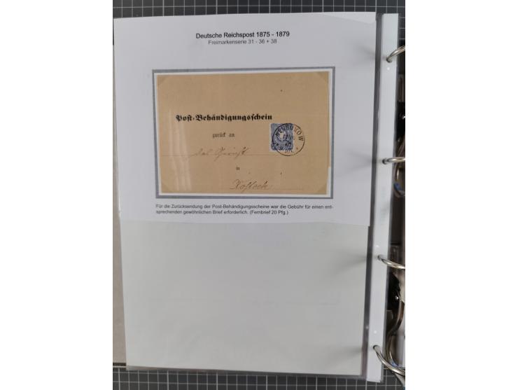 1875/79, umfangreiche Sammlung mit ca. 160 Briefen, Karten, Paketkarten und Ganzsachen, dabei Farben, Einzel- und Mehrfachfra