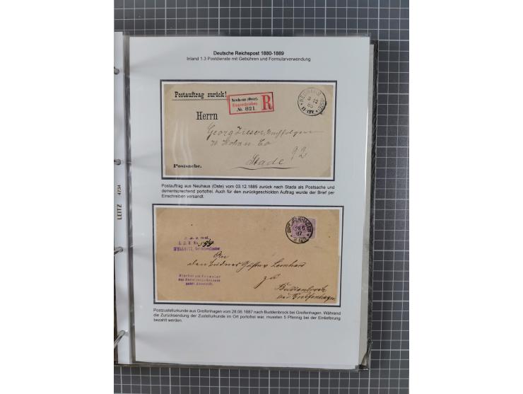 1875/79, umfangreiche Sammlung mit ca. 160 Briefen, Karten, Paketkarten und Ganzsachen, dabei Farben, Einzel- und Mehrfachfra