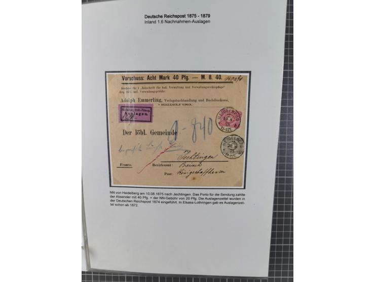 1875/79, umfangreiche Sammlung mit ca. 160 Briefen, Karten, Paketkarten und Ganzsachen, dabei Farben, Einzel- und Mehrfachfra