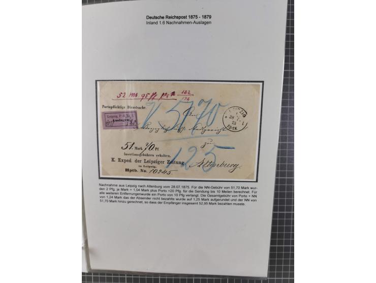 1875/79, umfangreiche Sammlung mit ca. 160 Briefen, Karten, Paketkarten und Ganzsachen, dabei Farben, Einzel- und Mehrfachfra