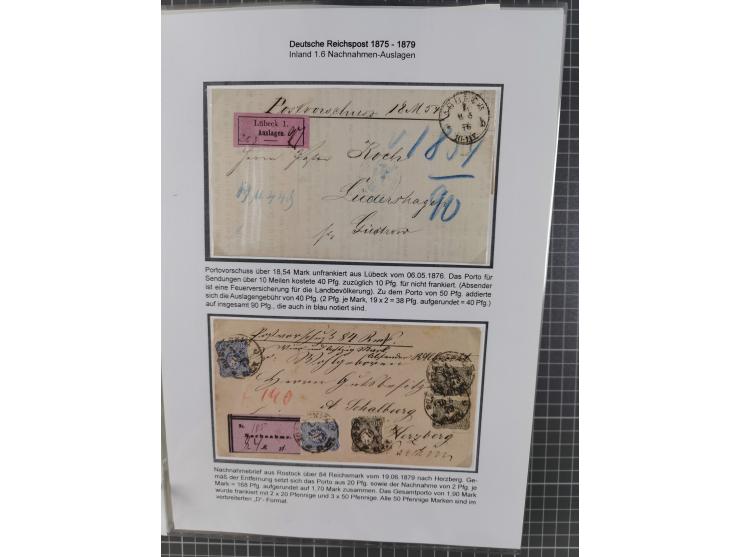 1875/79, umfangreiche Sammlung mit ca. 160 Briefen, Karten, Paketkarten und Ganzsachen, dabei Farben, Einzel- und Mehrfachfra
