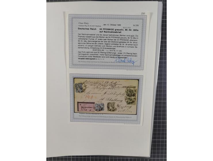 1875/79, umfangreiche Sammlung mit ca. 160 Briefen, Karten, Paketkarten und Ganzsachen, dabei Farben, Einzel- und Mehrfachfra