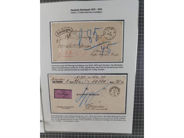 1875/79, umfangreiche Sammlung mit ca. 160 Briefen, Karten, Paketkarten und Ganzsachen, dabei Farben, Einzel- und Mehrfachfra