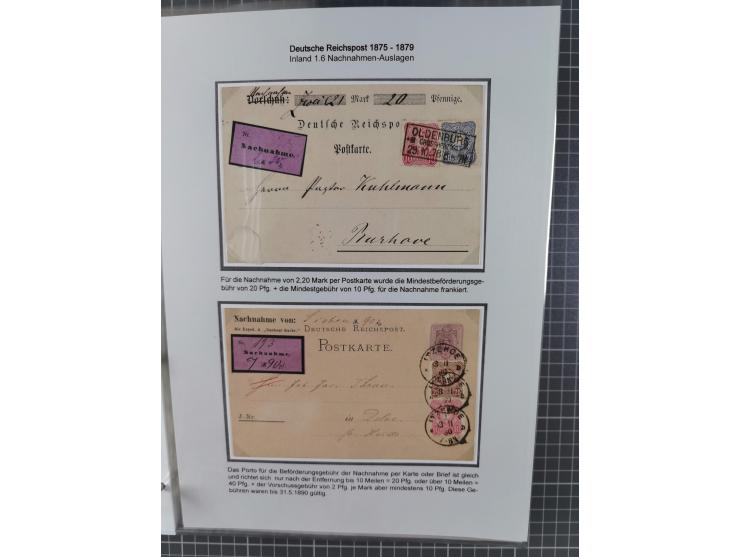 1875/79, umfangreiche Sammlung mit ca. 160 Briefen, Karten, Paketkarten und Ganzsachen, dabei Farben, Einzel- und Mehrfachfra