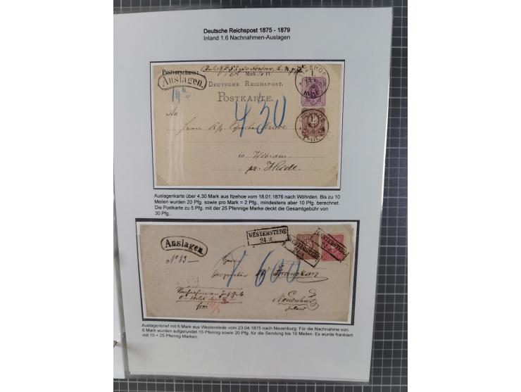 1875/79, umfangreiche Sammlung mit ca. 160 Briefen, Karten, Paketkarten und Ganzsachen, dabei Farben, Einzel- und Mehrfachfra