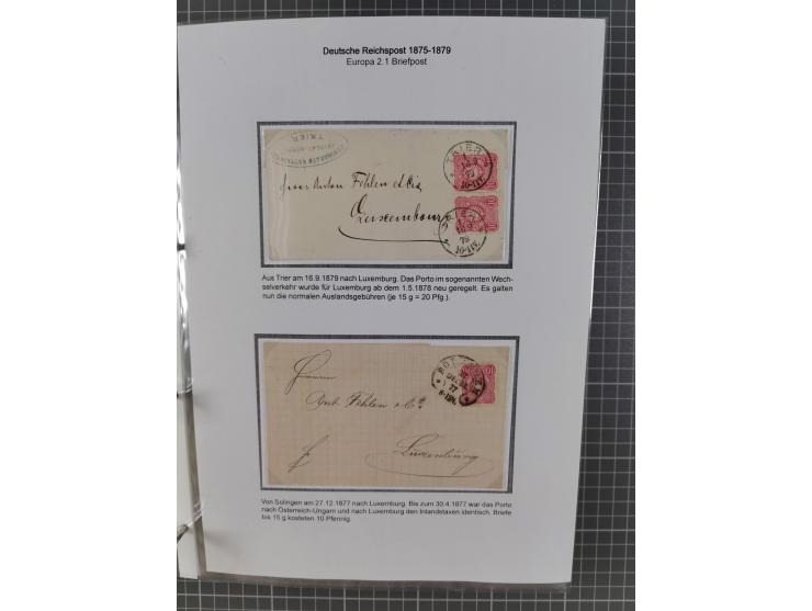 1875/79, umfangreiche Sammlung mit ca. 160 Briefen, Karten, Paketkarten und Ganzsachen, dabei Farben, Einzel- und Mehrfachfra