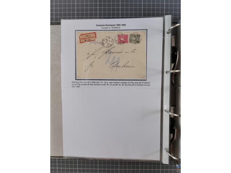 1875/79, umfangreiche Sammlung mit ca. 160 Briefen, Karten, Paketkarten und Ganzsachen, dabei Farben, Einzel- und Mehrfachfra