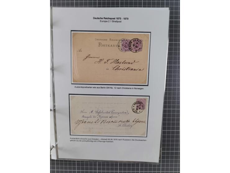 1875/79, umfangreiche Sammlung mit ca. 160 Briefen, Karten, Paketkarten und Ganzsachen, dabei Farben, Einzel- und Mehrfachfra