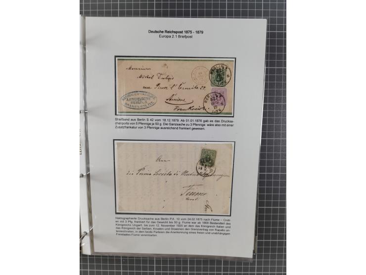 1875/79, umfangreiche Sammlung mit ca. 160 Briefen, Karten, Paketkarten und Ganzsachen, dabei Farben, Einzel- und Mehrfachfra