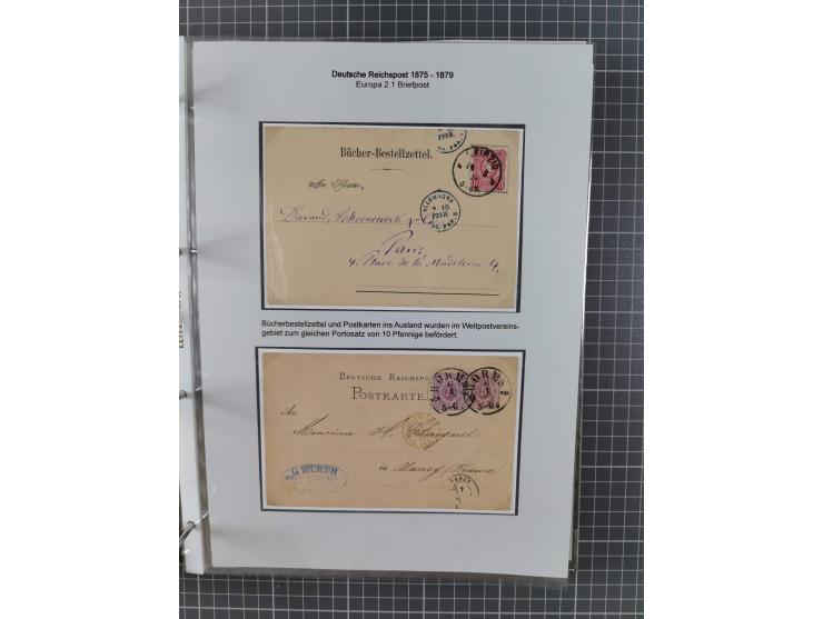 1875/79, umfangreiche Sammlung mit ca. 160 Briefen, Karten, Paketkarten und Ganzsachen, dabei Farben, Einzel- und Mehrfachfra