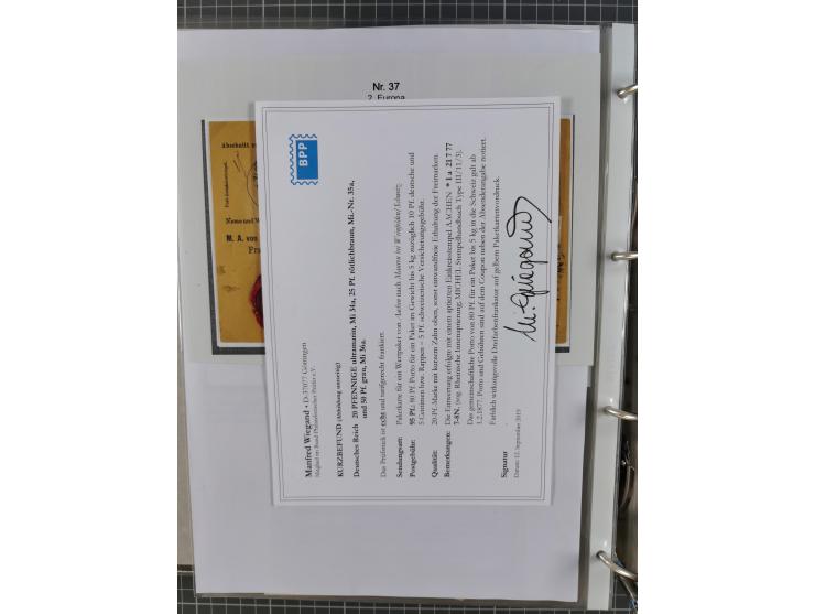 1875/79, umfangreiche Sammlung mit ca. 160 Briefen, Karten, Paketkarten und Ganzsachen, dabei Farben, Einzel- und Mehrfachfra