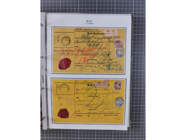 1875/79, umfangreiche Sammlung mit ca. 160 Briefen, Karten, Paketkarten und Ganzsachen, dabei Farben, Einzel- und Mehrfachfra