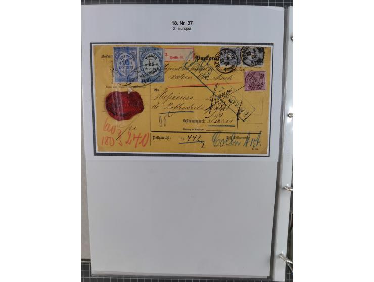 1875/79, umfangreiche Sammlung mit ca. 160 Briefen, Karten, Paketkarten und Ganzsachen, dabei Farben, Einzel- und Mehrfachfra
