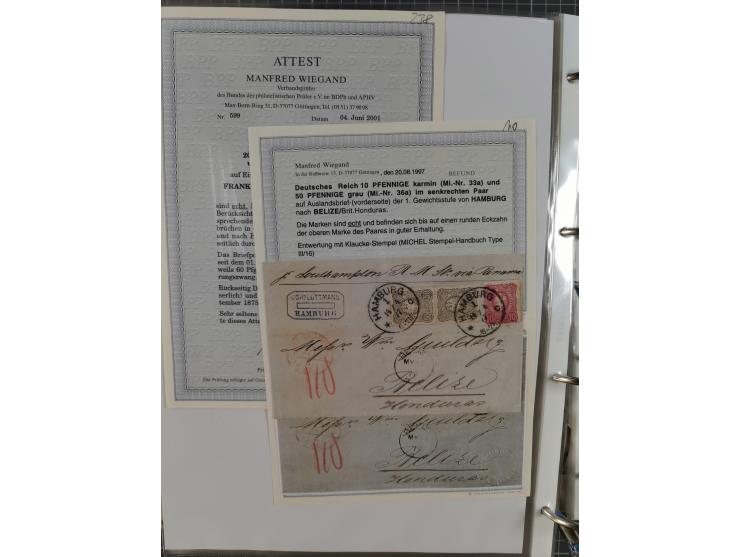 1875/79, umfangreiche Sammlung mit ca. 160 Briefen, Karten, Paketkarten und Ganzsachen, dabei Farben, Einzel- und Mehrfachfra