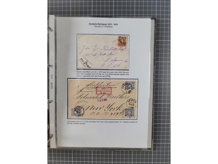 1875/79, umfangreiche Sammlung mit ca. 160 Briefen, Karten, Paketkarten und Ganzsachen, dabei Farben, Einzel- und Mehrfachfra