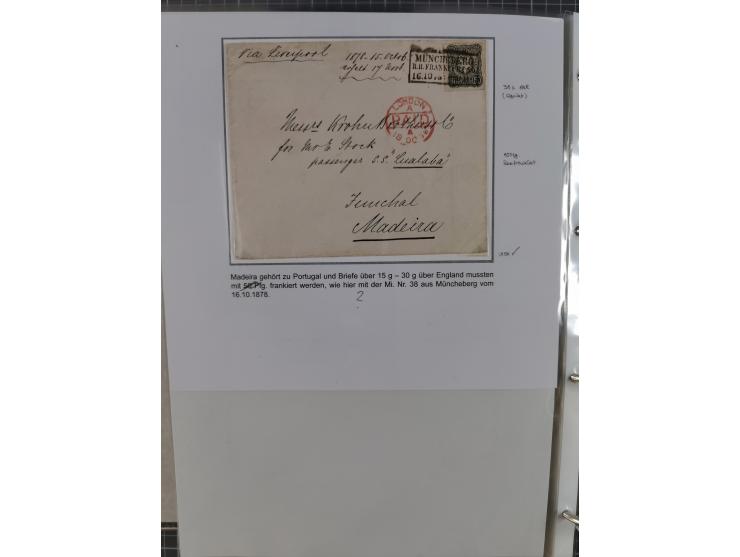 1875/79, umfangreiche Sammlung mit ca. 160 Briefen, Karten, Paketkarten und Ganzsachen, dabei Farben, Einzel- und Mehrfachfra