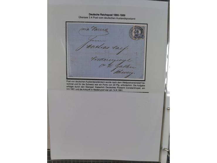 1875/79, umfangreiche Sammlung mit ca. 160 Briefen, Karten, Paketkarten und Ganzsachen, dabei Farben, Einzel- und Mehrfachfra