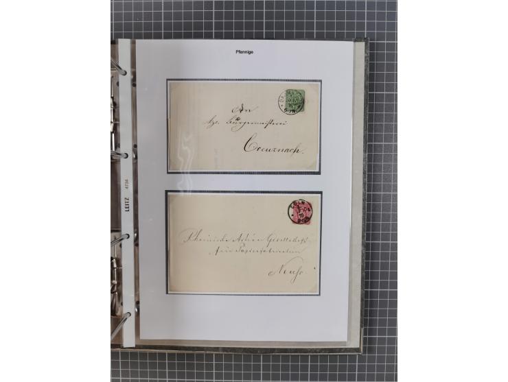 1875/79, umfangreiche Sammlung mit ca. 160 Briefen, Karten, Paketkarten und Ganzsachen, dabei Farben, Einzel- und Mehrfachfra