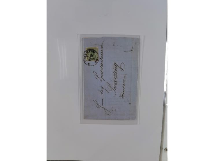 1875/79, umfangreiche Sammlung mit ca. 160 Briefen, Karten, Paketkarten und Ganzsachen, dabei Farben, Einzel- und Mehrfachfra