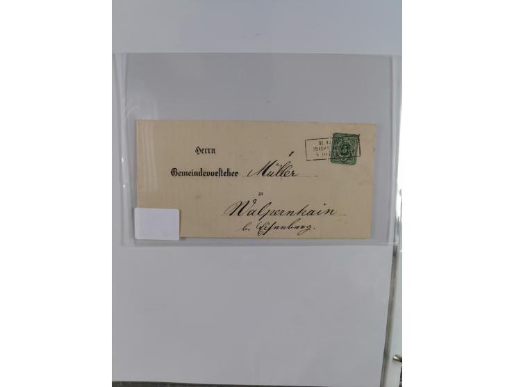 1875/79, umfangreiche Sammlung mit ca. 160 Briefen, Karten, Paketkarten und Ganzsachen, dabei Farben, Einzel- und Mehrfachfra