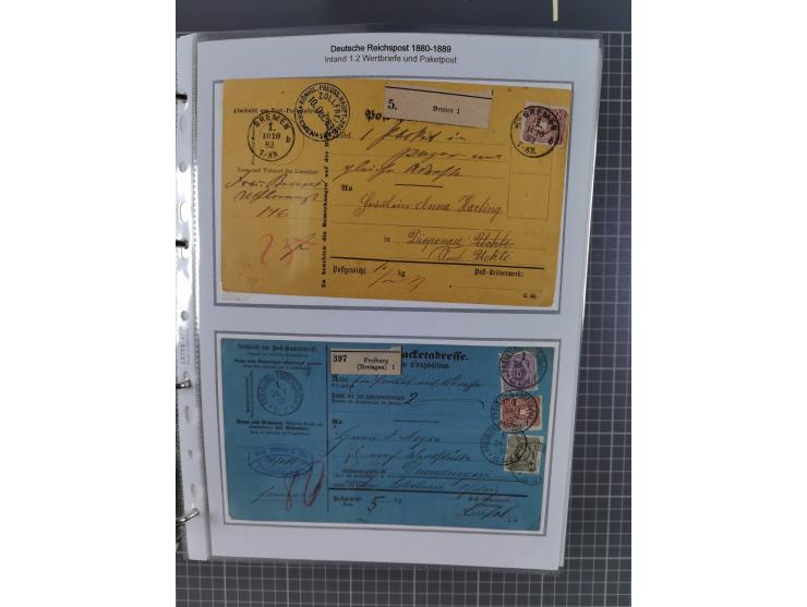 1880, umfangreiche Sammlung mit ca. 190 Briefen, Karten, Paketkarten und Ganzsachen, dabei viele Einzel- und Mehrfachfrankatu