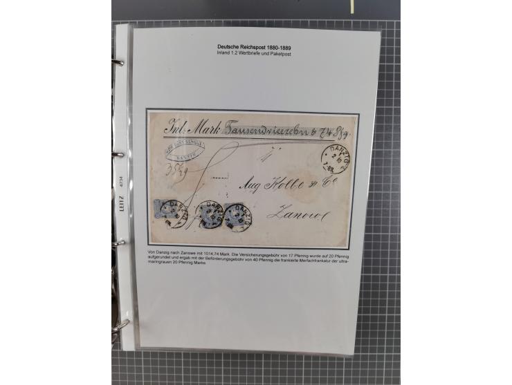 1880, umfangreiche Sammlung mit ca. 190 Briefen, Karten, Paketkarten und Ganzsachen, dabei viele Einzel- und Mehrfachfrankatu