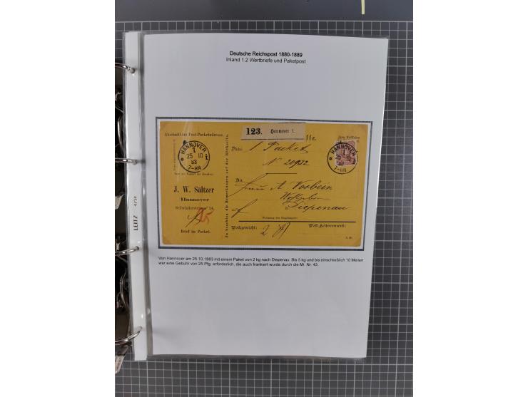 1880, umfangreiche Sammlung mit ca. 190 Briefen, Karten, Paketkarten und Ganzsachen, dabei viele Einzel- und Mehrfachfrankatu
