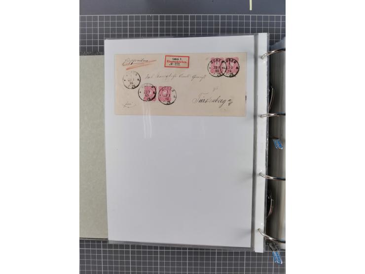 1880, umfangreiche Sammlung mit ca. 190 Briefen, Karten, Paketkarten und Ganzsachen, dabei viele Einzel- und Mehrfachfrankatu