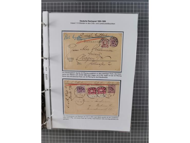 1880, umfangreiche Sammlung mit ca. 190 Briefen, Karten, Paketkarten und Ganzsachen, dabei viele Einzel- und Mehrfachfrankatu