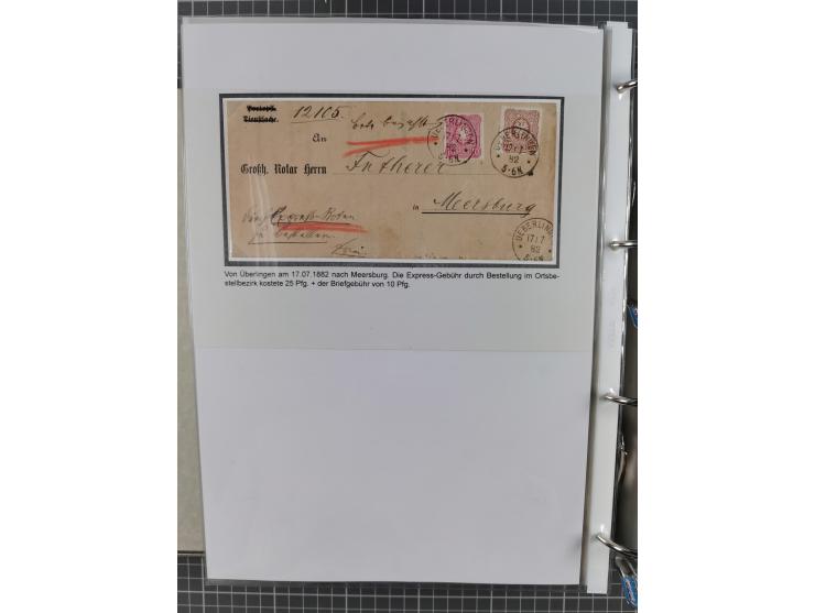 1880, umfangreiche Sammlung mit ca. 190 Briefen, Karten, Paketkarten und Ganzsachen, dabei viele Einzel- und Mehrfachfrankatu