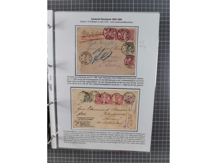 1880, umfangreiche Sammlung mit ca. 190 Briefen, Karten, Paketkarten und Ganzsachen, dabei viele Einzel- und Mehrfachfrankatu