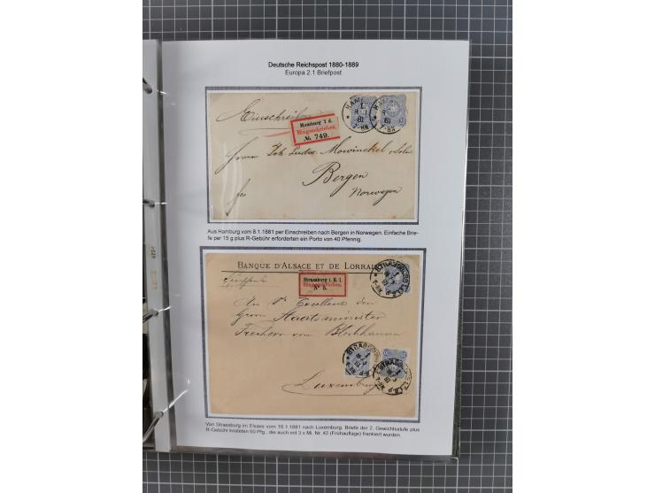 1880, umfangreiche Sammlung mit ca. 190 Briefen, Karten, Paketkarten und Ganzsachen, dabei viele Einzel- und Mehrfachfrankatu