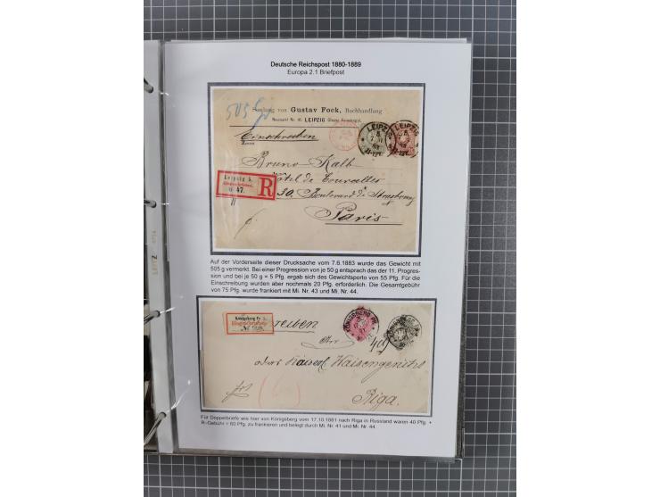 1880, umfangreiche Sammlung mit ca. 190 Briefen, Karten, Paketkarten und Ganzsachen, dabei viele Einzel- und Mehrfachfrankatu
